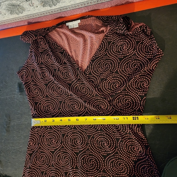 London Times Midi Sheath Elegant Swirl Pattern Sleeveless Dress Size 6 Tie Belt - Picture 11 of 12